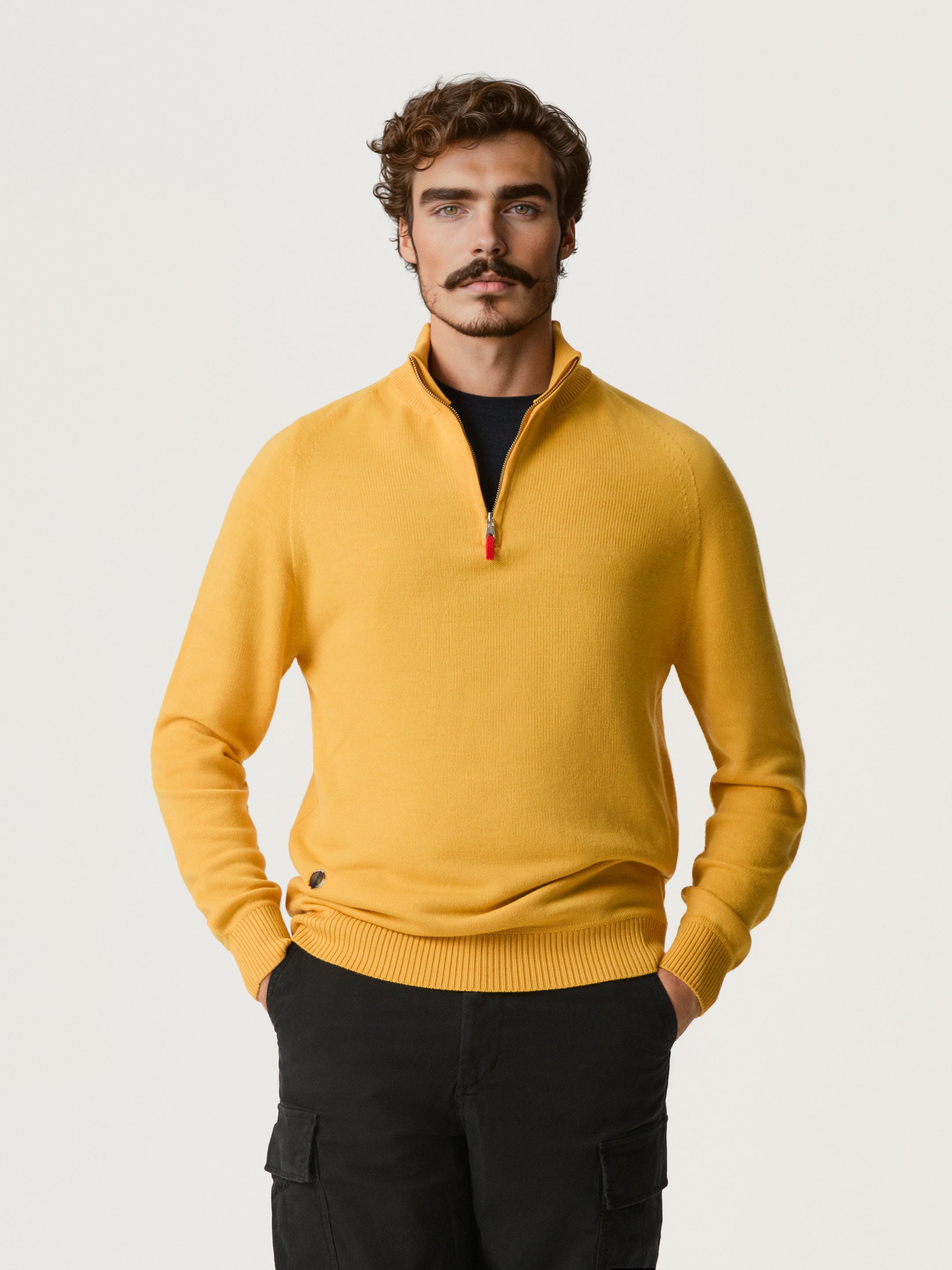 Sunflower yellow knitted half zip jumper men s women s sheep inc