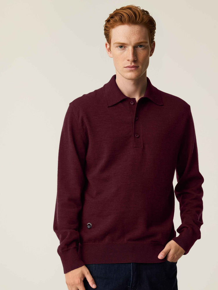 The Everyday Long Sleeve Polo Konini Burgundy Image