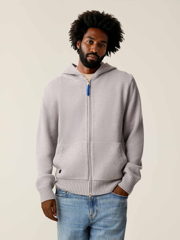 The Chunky Knit Zip Hoodie Moon Grey Image