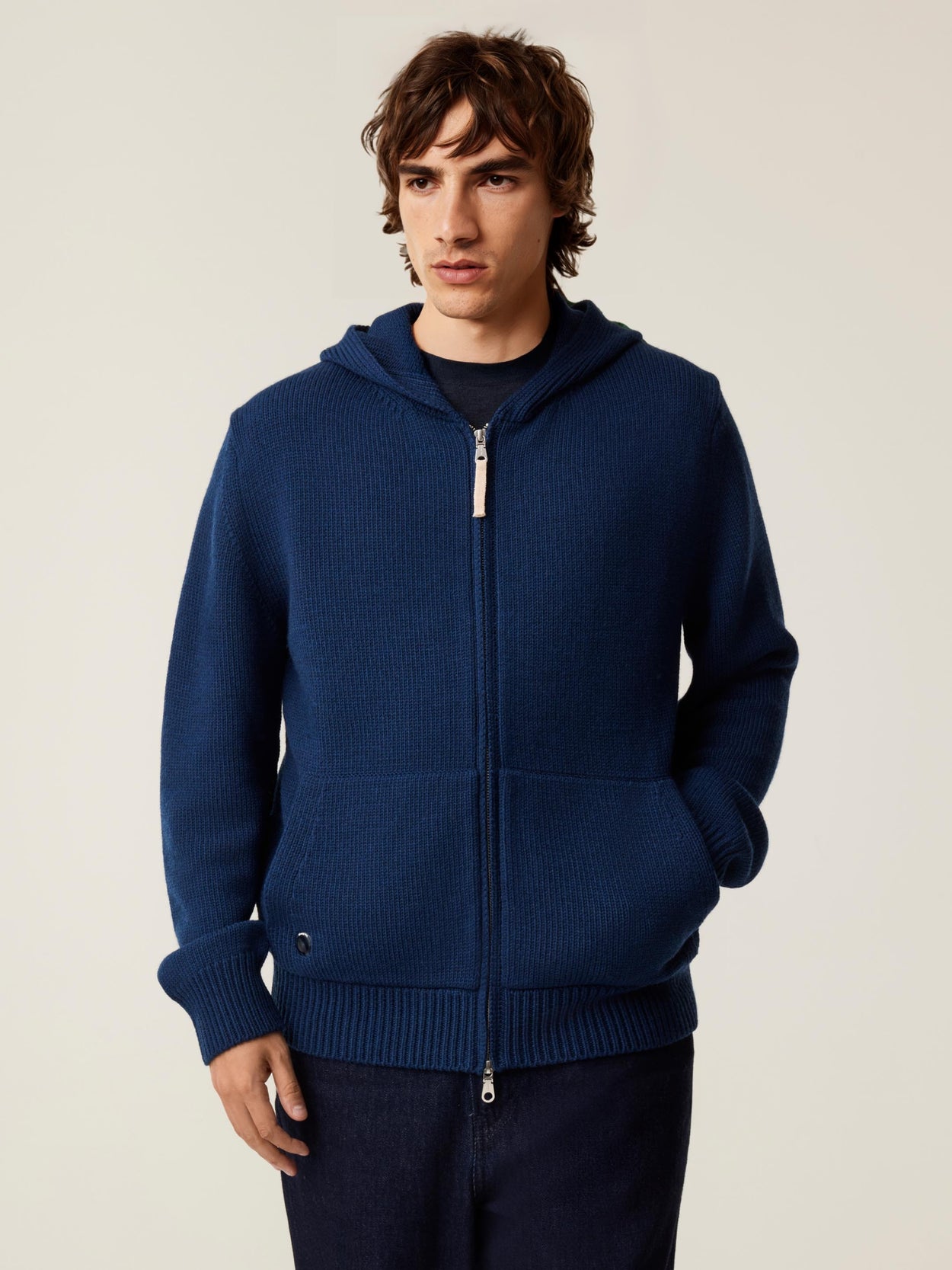 The Chunky Knit Zip Hoodie Atlantic Blue Male Image