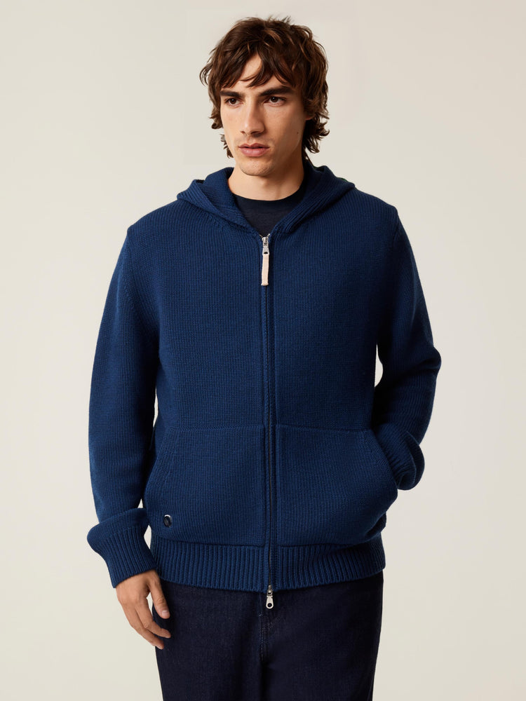 The Chunky Knit Zip Hoodie Atlantic Blue Image