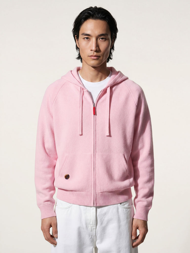 The Knitted Zip Hoodie Candyfloss Pink Image
