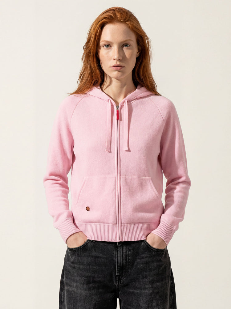 The Knitted Zip Hoodie Candyfloss Pink Image