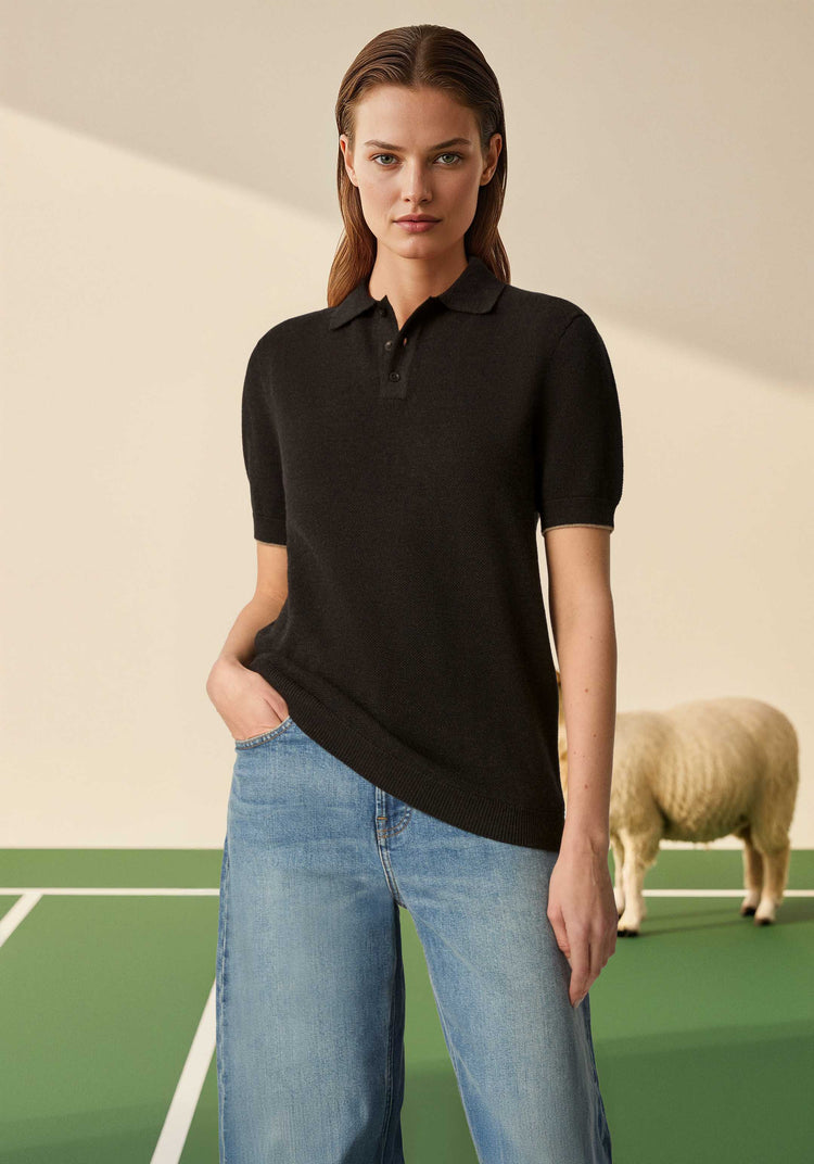 The Pique Polo Anthracite Black Image