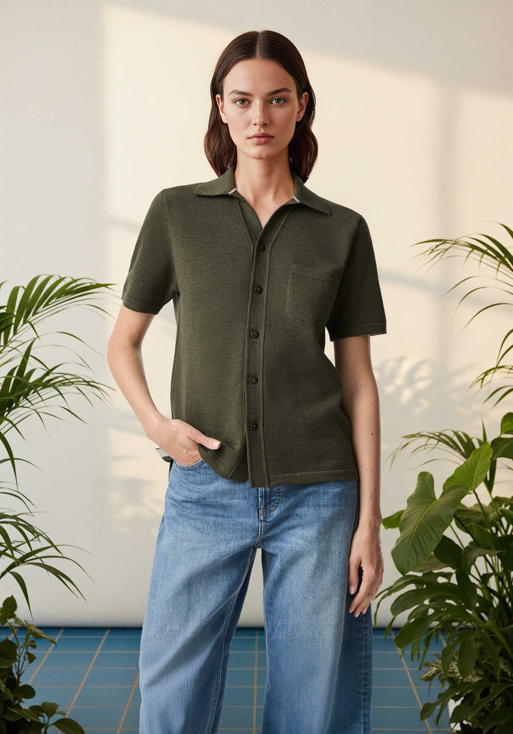 The Pique Shirt Moss Green Image