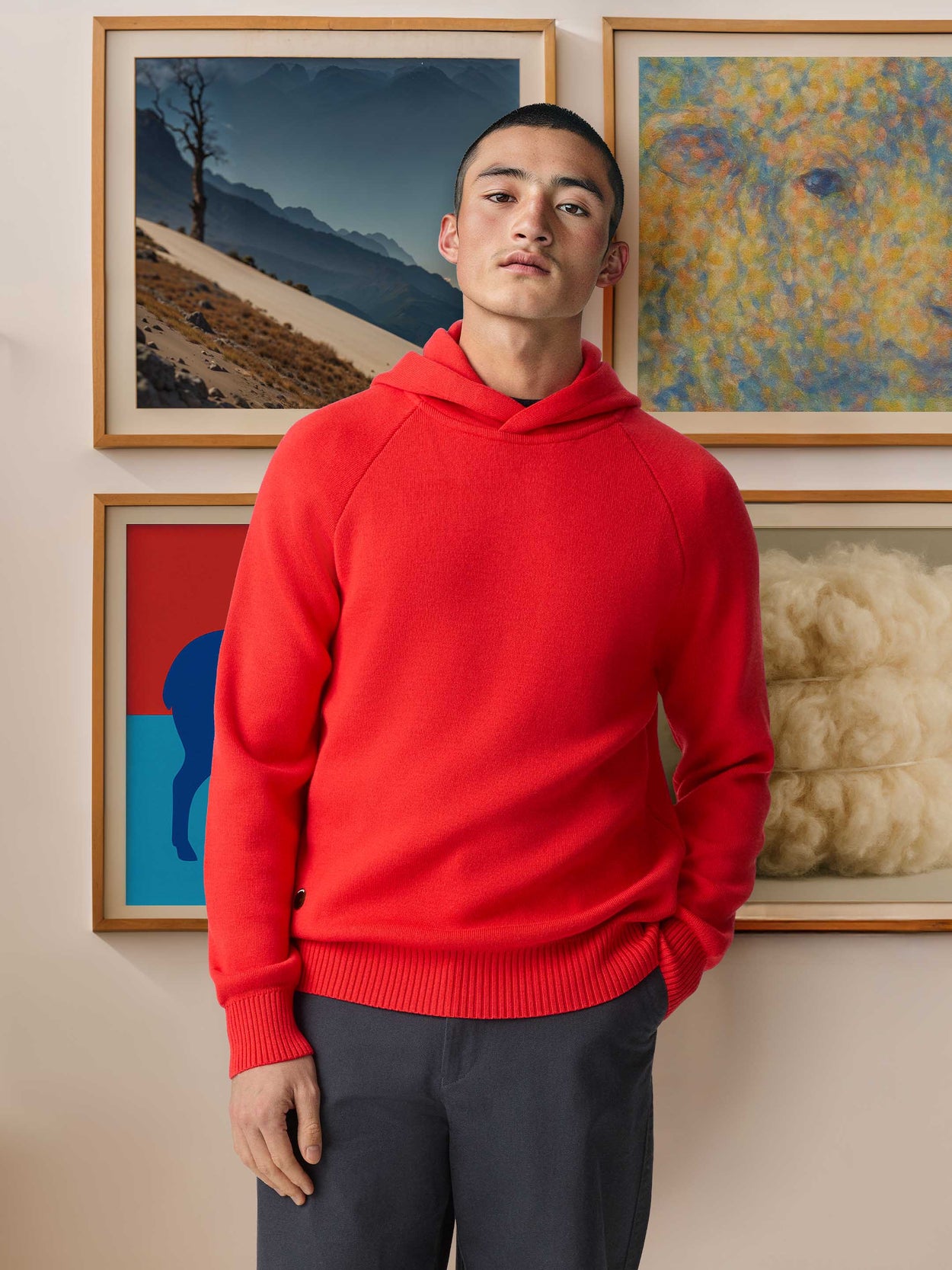 The Knitted Hoodie Poppy Red Male Image