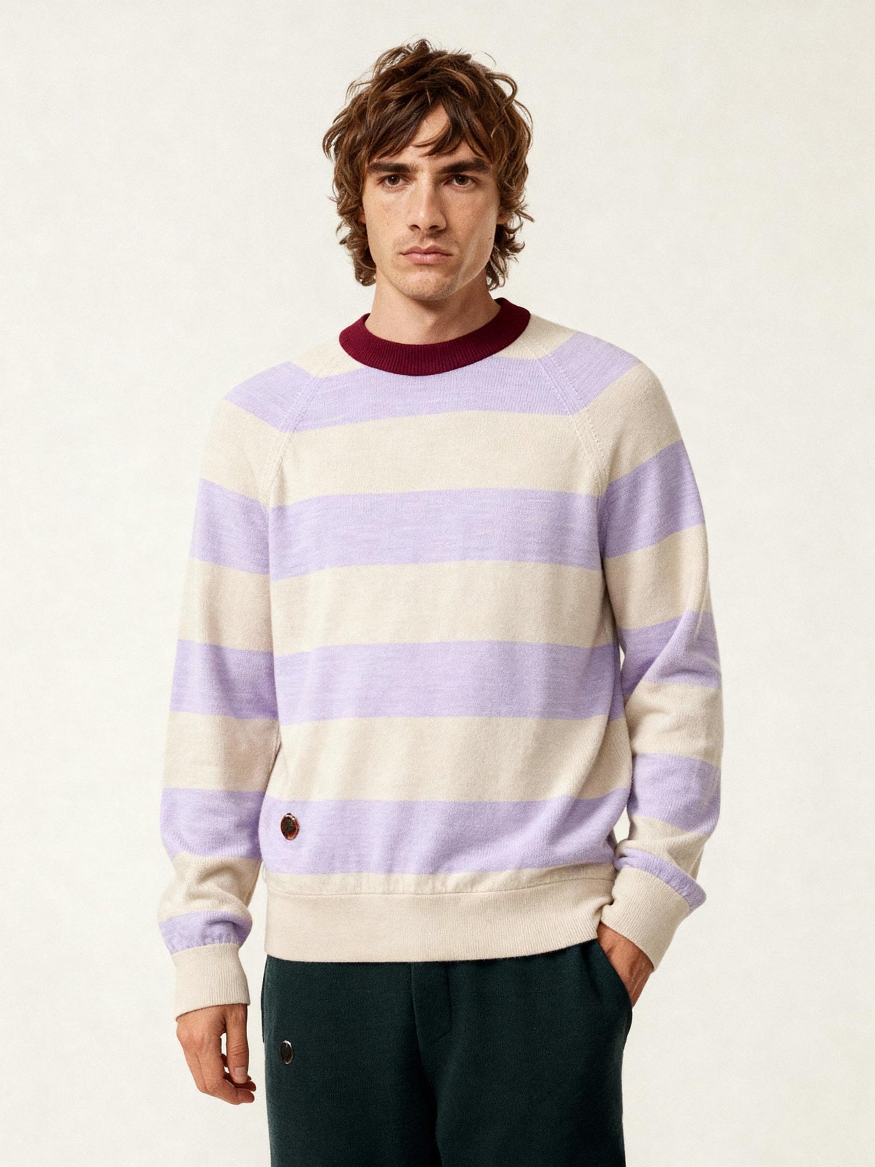 The Stripe Crewneck Light Lupin Lilac Male Image