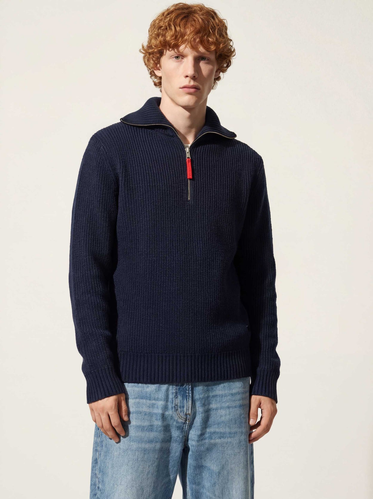 The Ridge Knit Half Zip Pacific Blue Male Image