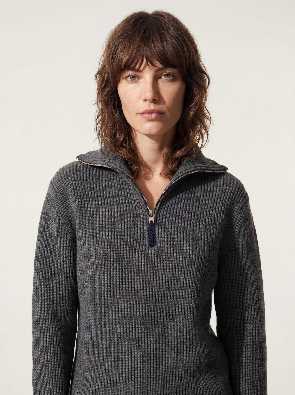 The Ridge Knit Half Zip Slate Grey Female Image