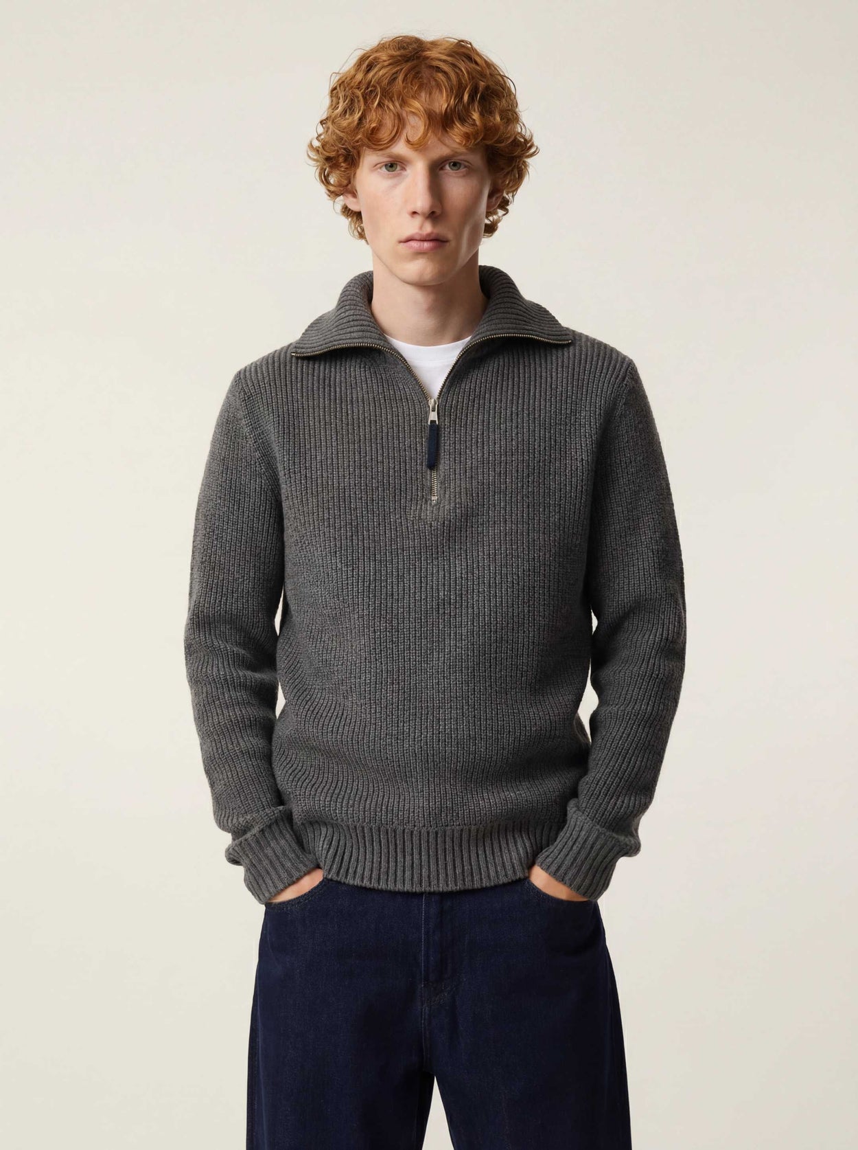 The Ridge Knit Half Zip Slate Grey Male Image