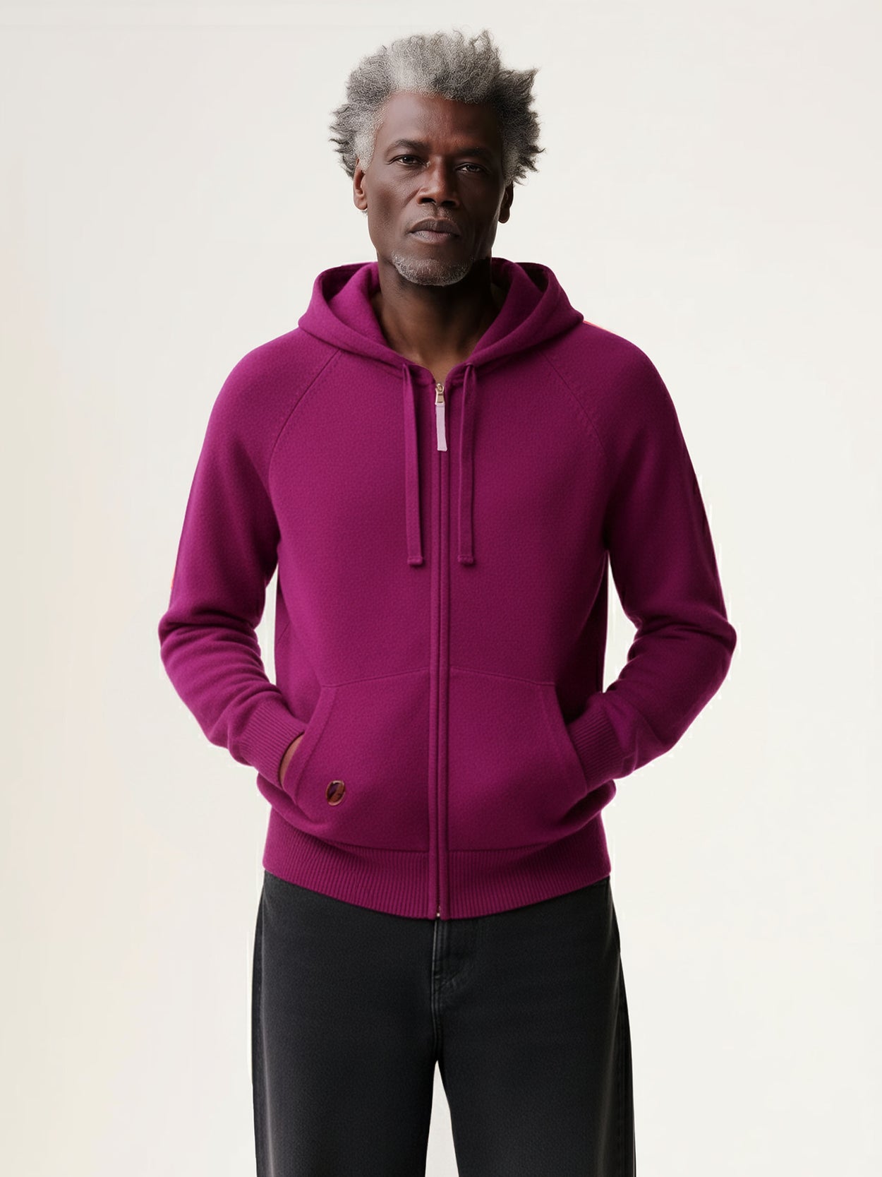 The Knitted Zip Hoodie Royal Purple Male Image