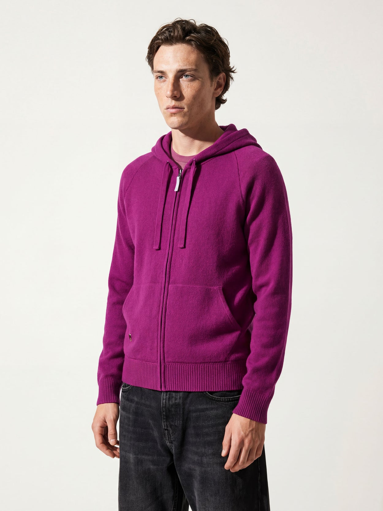 The Knitted Zip Hoodie Royal Purple Male Image