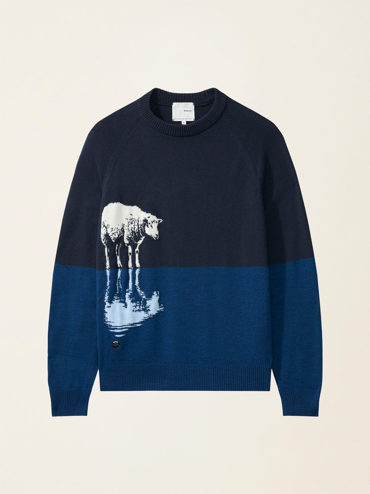 The Sheep Reflection Crewneck Pacific Blue Image