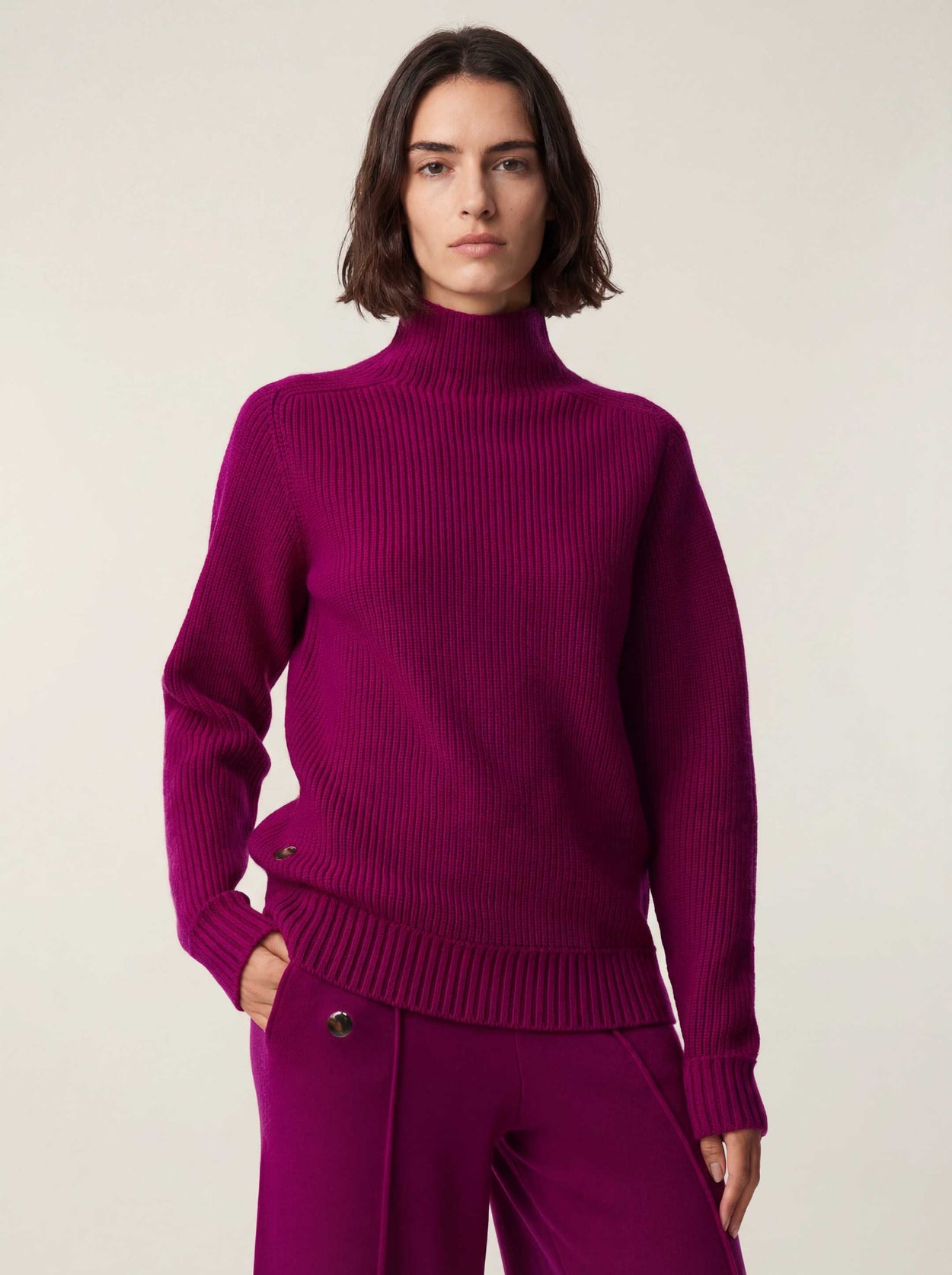 The Soft-Knit High Neck Royal Purple Female Image