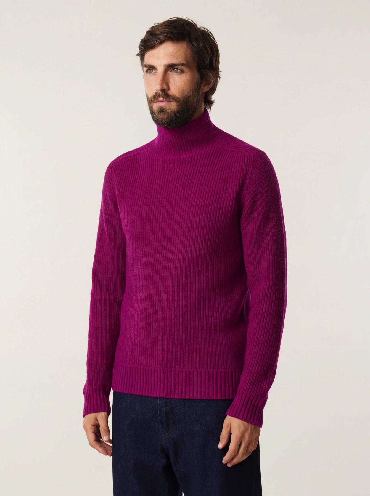 The Soft-Knit High Neck Royal Purple Male Image