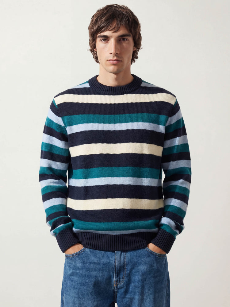 The Stripe Crewneck Pacific Blue Image
