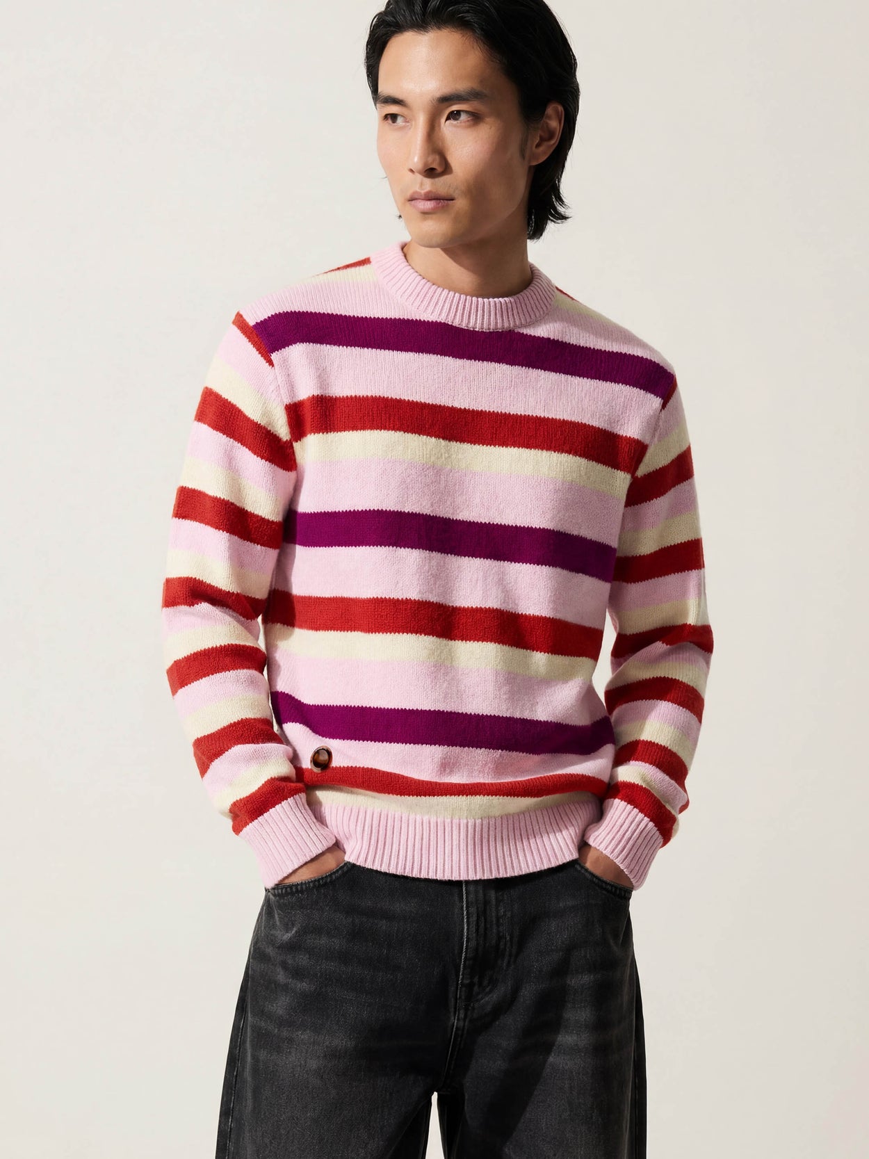 The Stripe Crewneck Candyfloss Pink Male Image