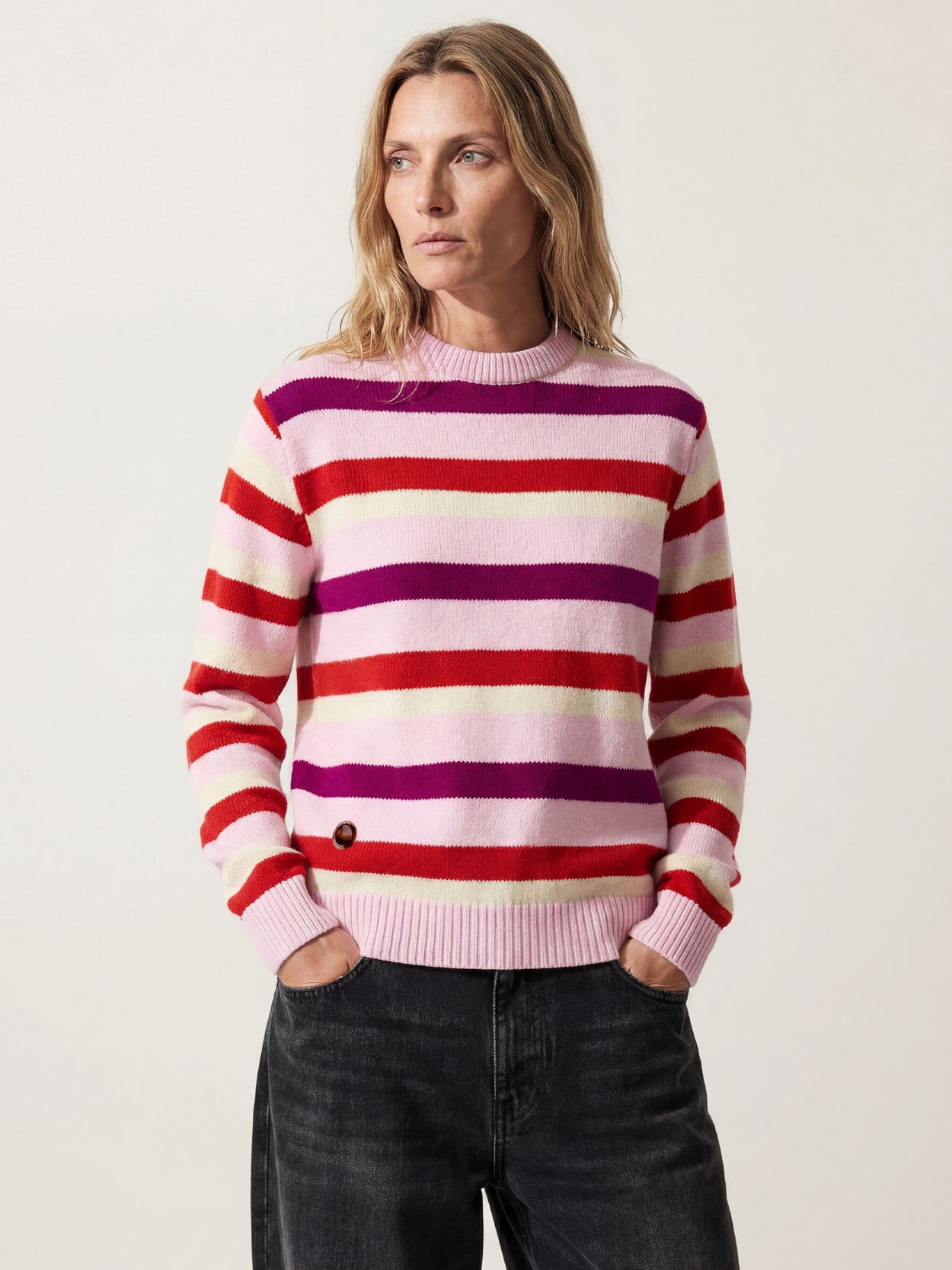 The Stripe Crewneck Candyfloss Pink Female Image