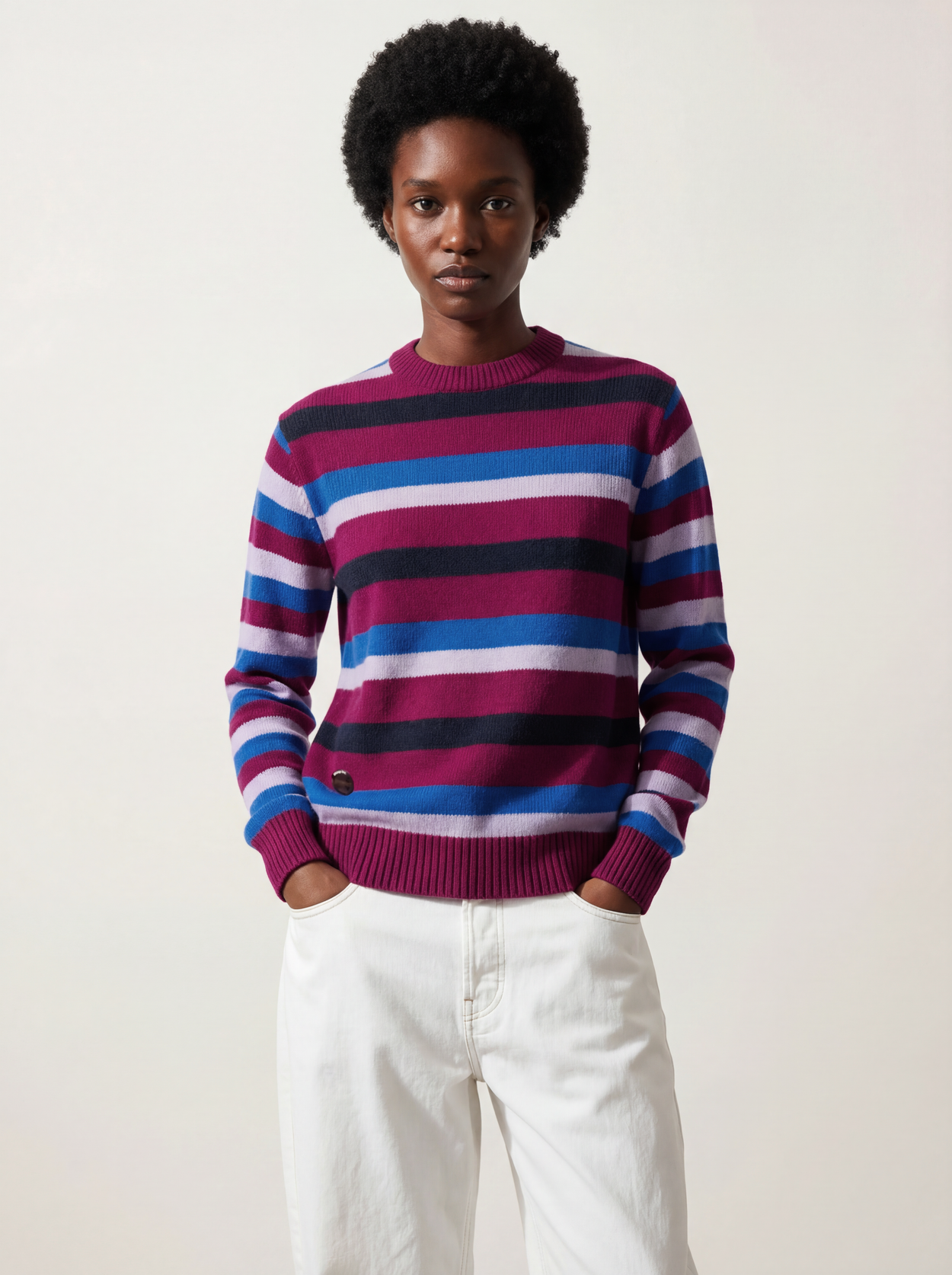 The Stripe Crewneck Royal Purple Female Image