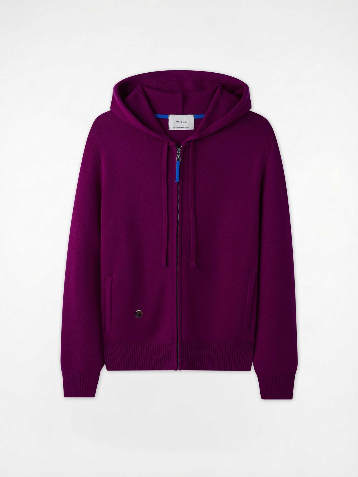 Leather Detail Merino Zip Hoodie Bright
