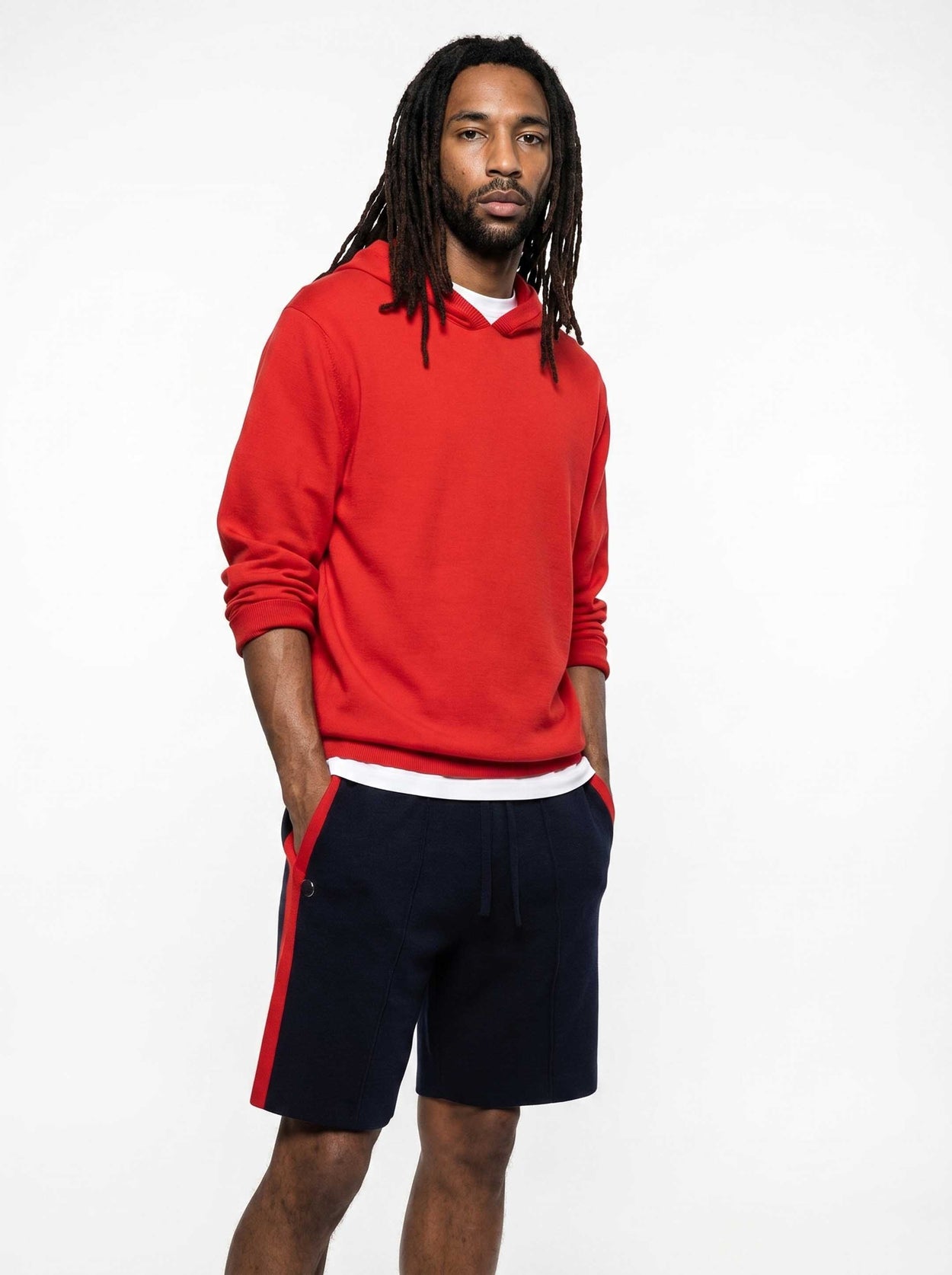 The Fine Knit Hoodie Poppy Red Male Image
