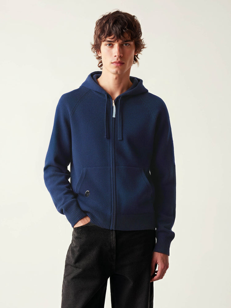 The Knitted Zip Hoodie Tasman Blue Image