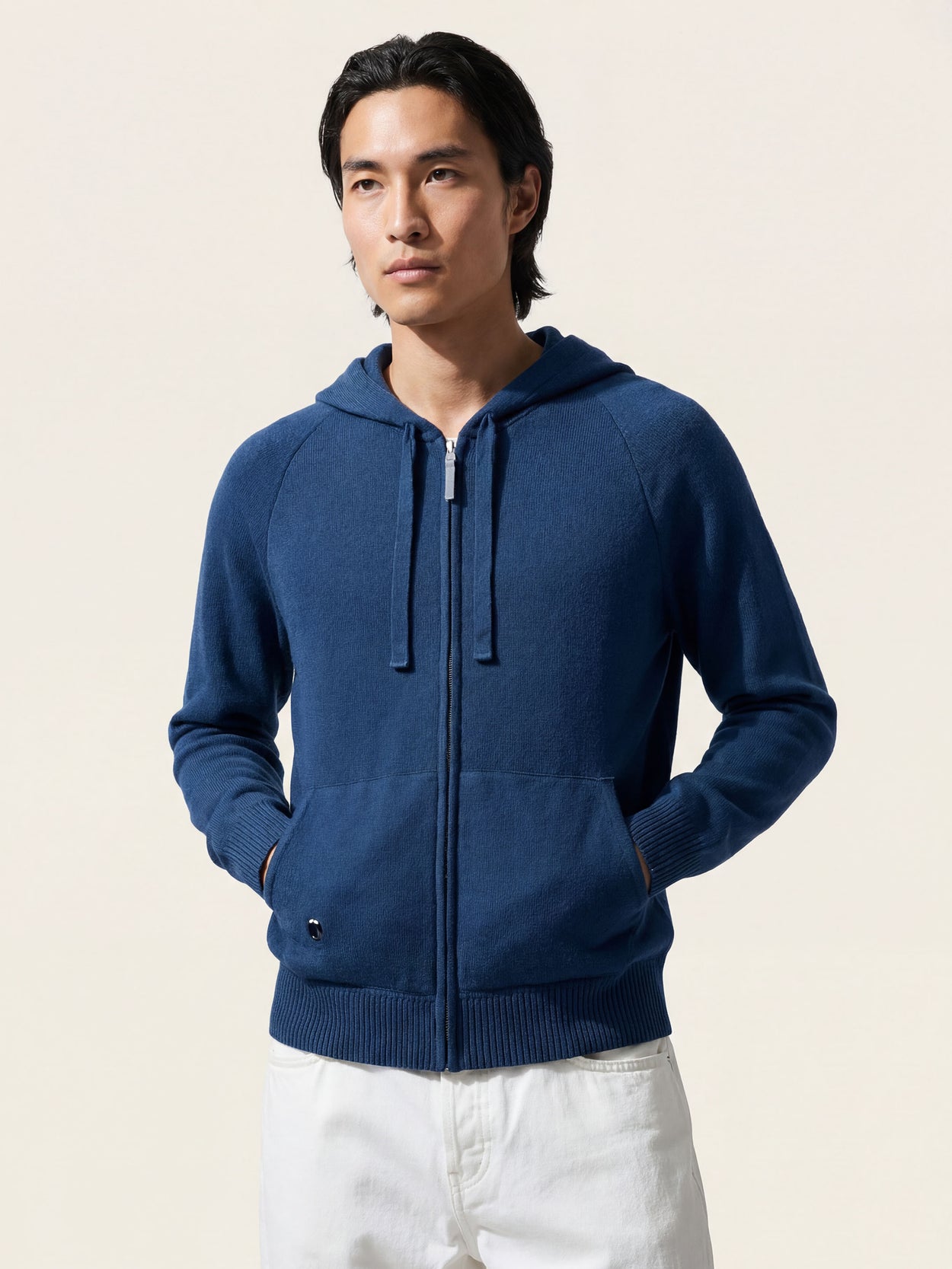 The Knitted Zip Hoodie Tasman Blue Male Image