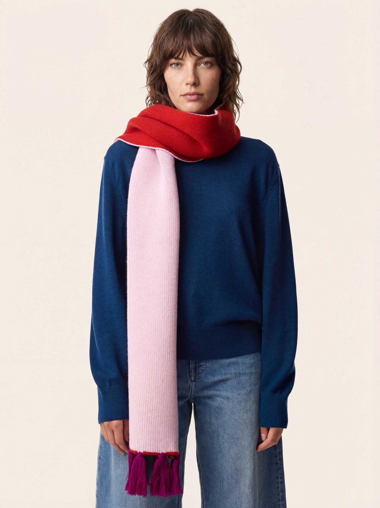 The Tassel Trail Scarf Candyfloss Pink Female Image