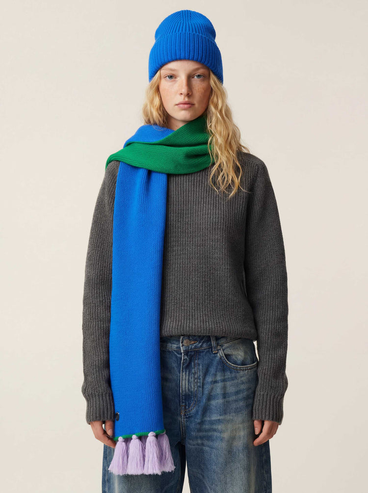 The Tassel Trail Scarf Cobalt Blue Image