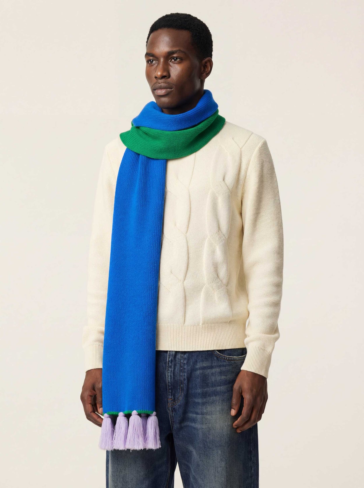 The Tassel Trail Scarf Cobalt Blue Male Image