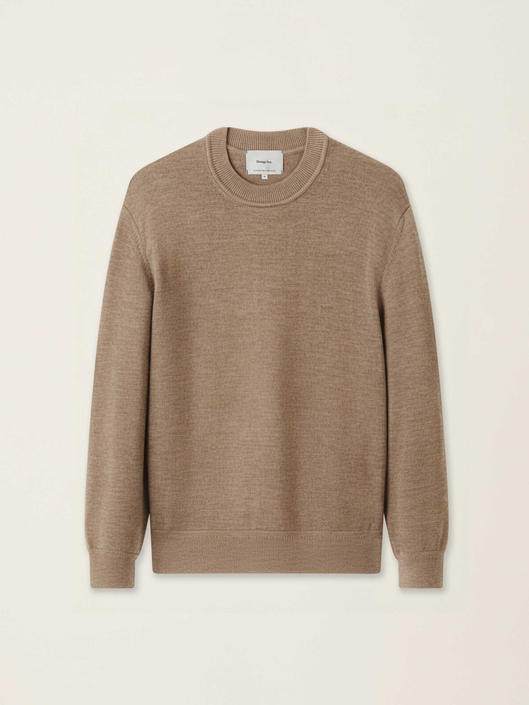 The Women's Fine Knit Crewneck Fawn Brown Image