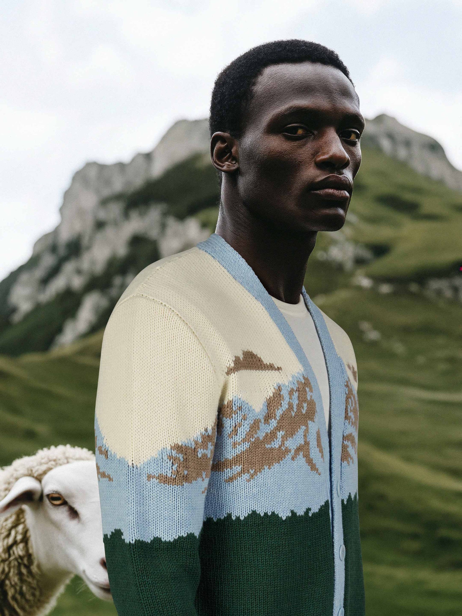 Cloud Blue Knitted Mountain Cardigan Men's/Women's Sheep Inc