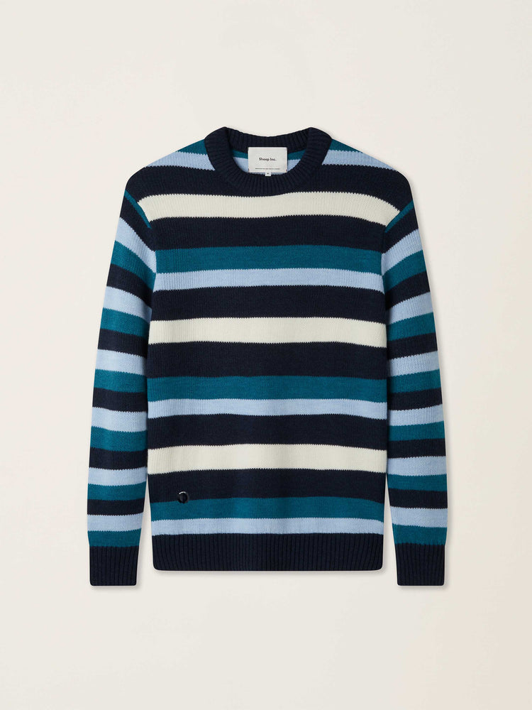 The Stripe Crewneck Pacific Blue Image