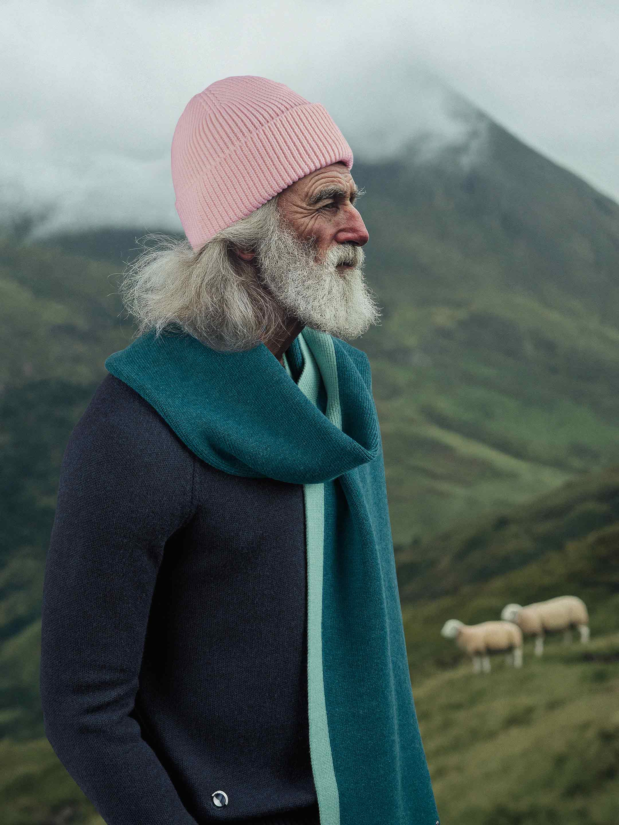 Teal Blue Colour Block Merino Wool Scarf Men's/Women's Sheep Inc