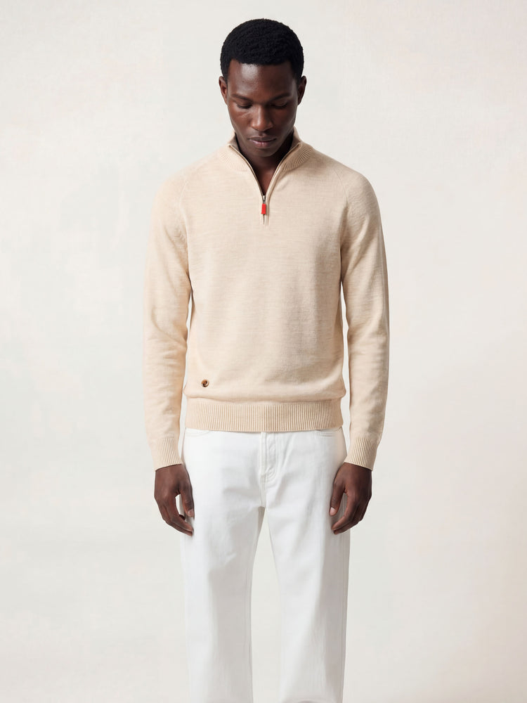 The Half Zip Almond White Image