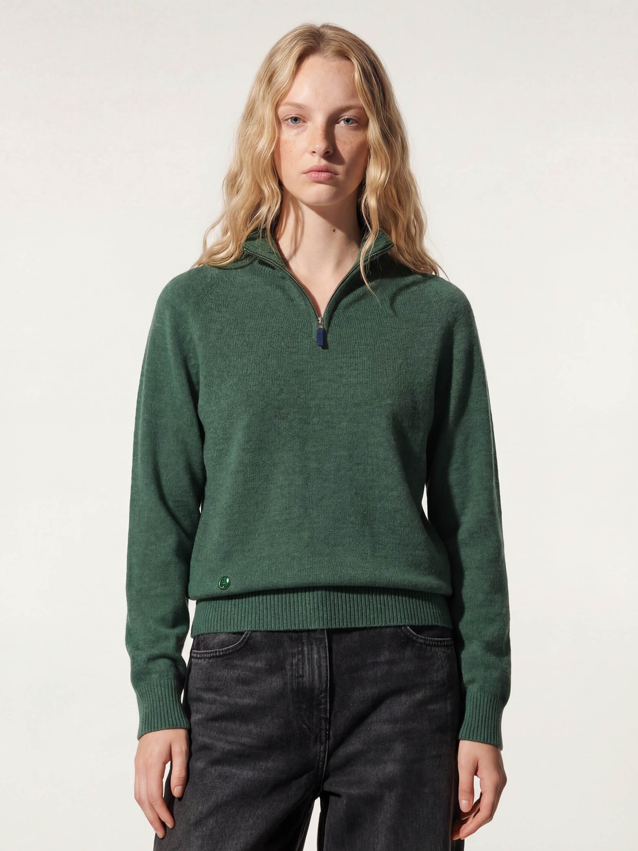 The Half Zip Jumper Emerald Green Female Image