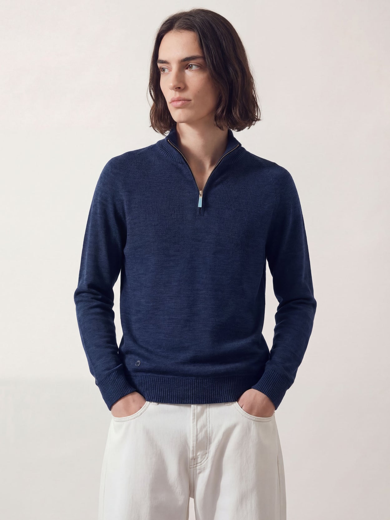 The Half Zip Pacific Blue Female Image