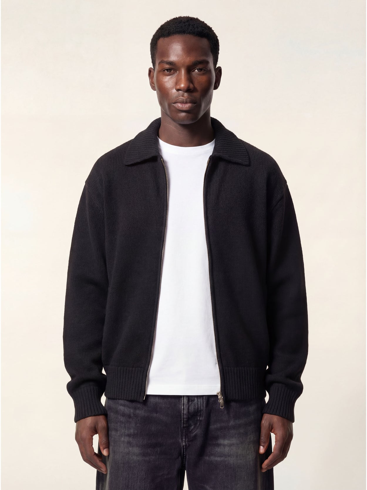 The Knitted Bomber Anthracite Black Male Image