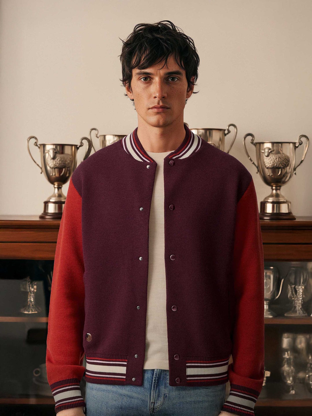 The Varsity Jacket Konini Burgundy Male Image