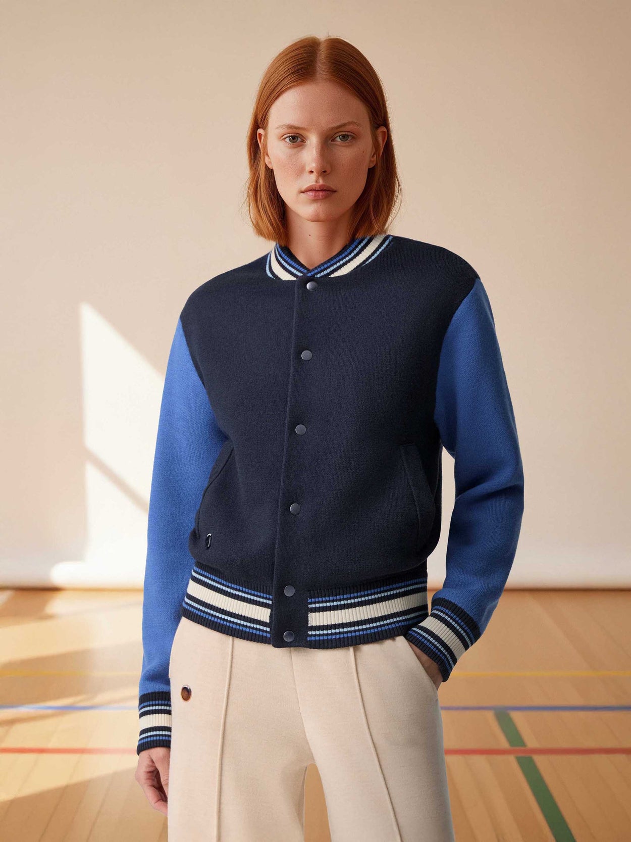 The Varsity Jacket Pacific Blue Female Image