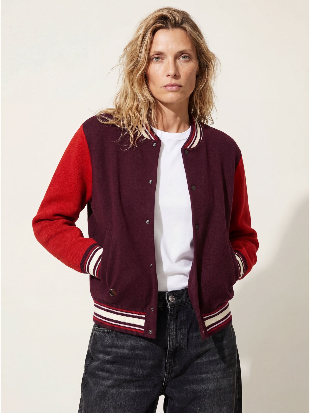 The Varsity Jacket Konini Burgundy Female Image
