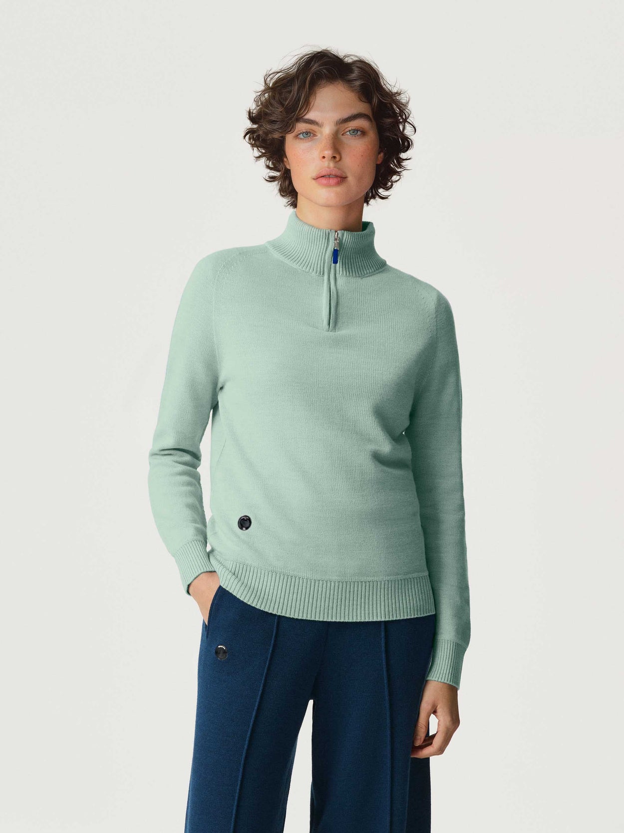 The Half Zip Aqua Green Female Image