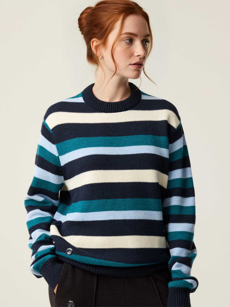 The Stripe Crewneck Pacific Blue Image