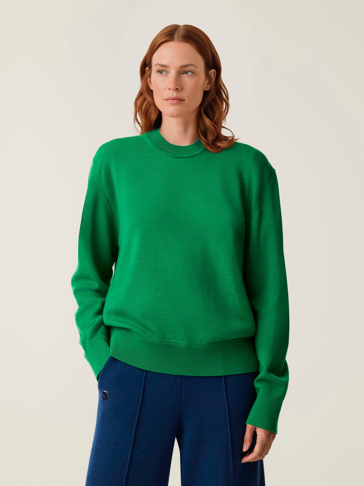 The Women's Fine Knit Crewneck Bottle Green Female Image