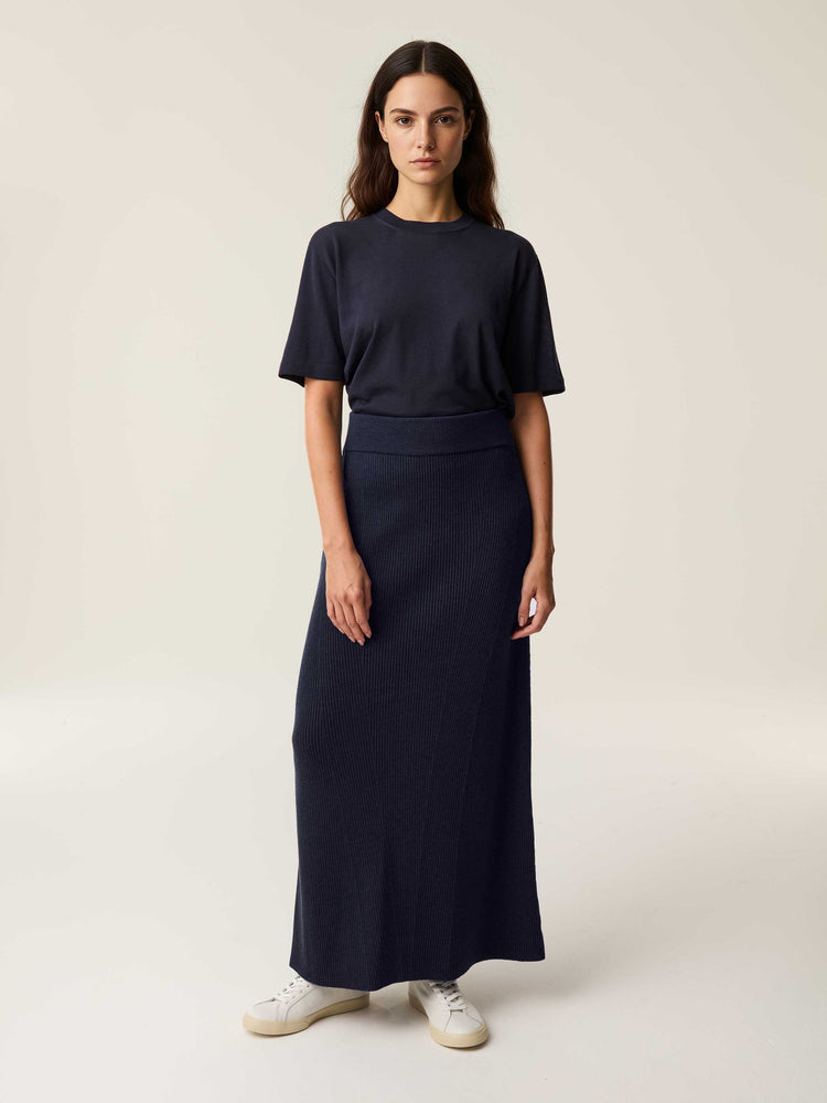 The Ribbed Knitted Skirt Pacific Blue Image