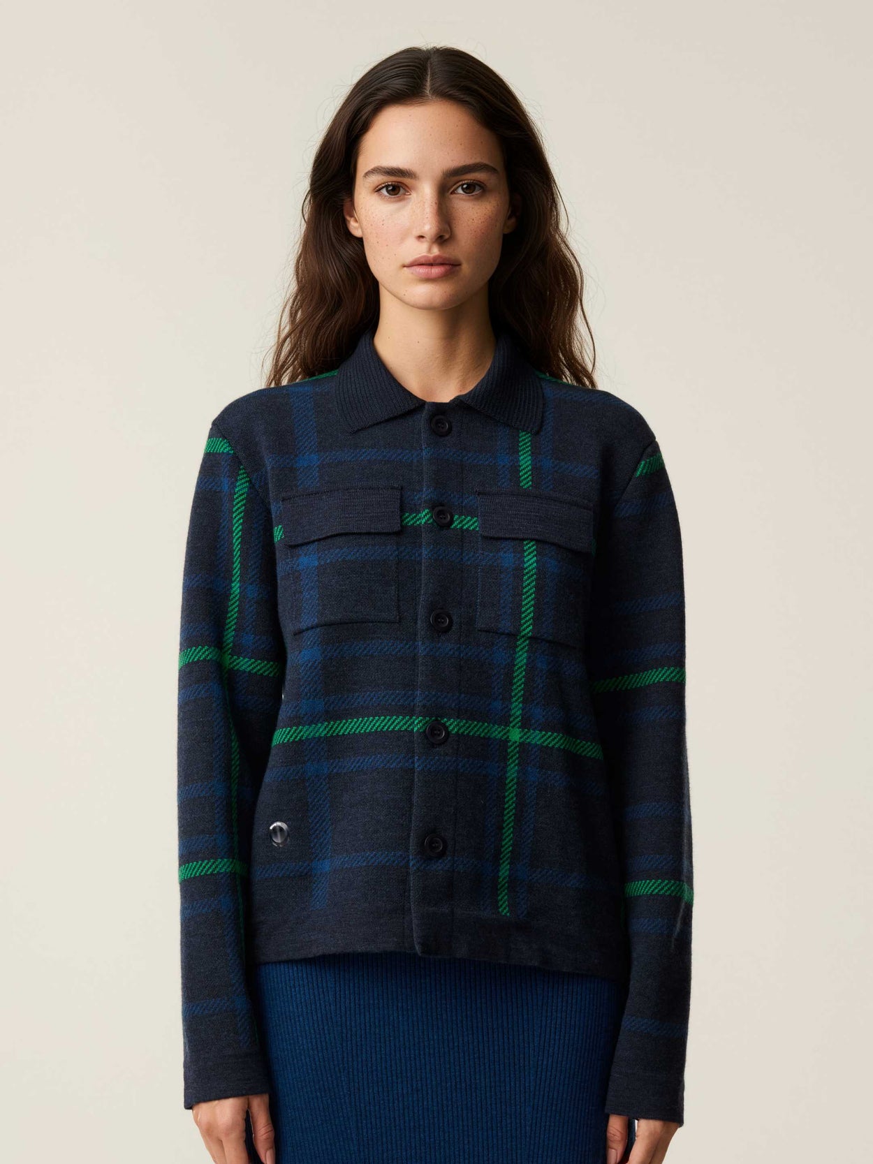 The Plaid Over Shirt Pacific Blue Female Image