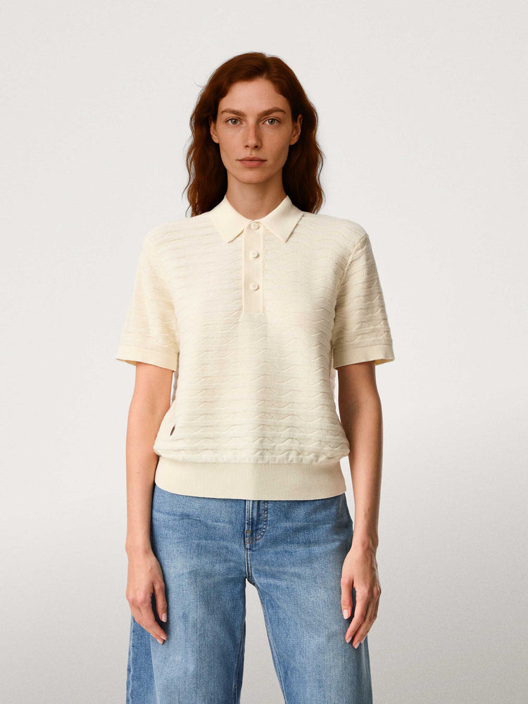 The Wave Textured Polo Raw White Image