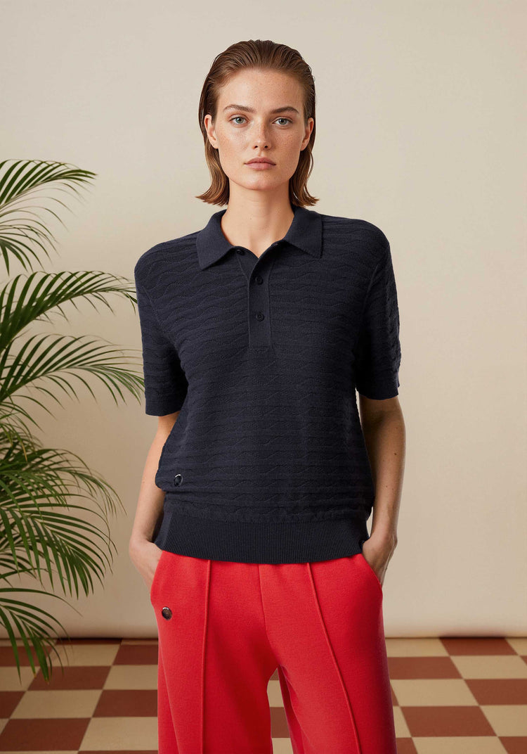 The Wave Textured Polo Pacific Blue Image