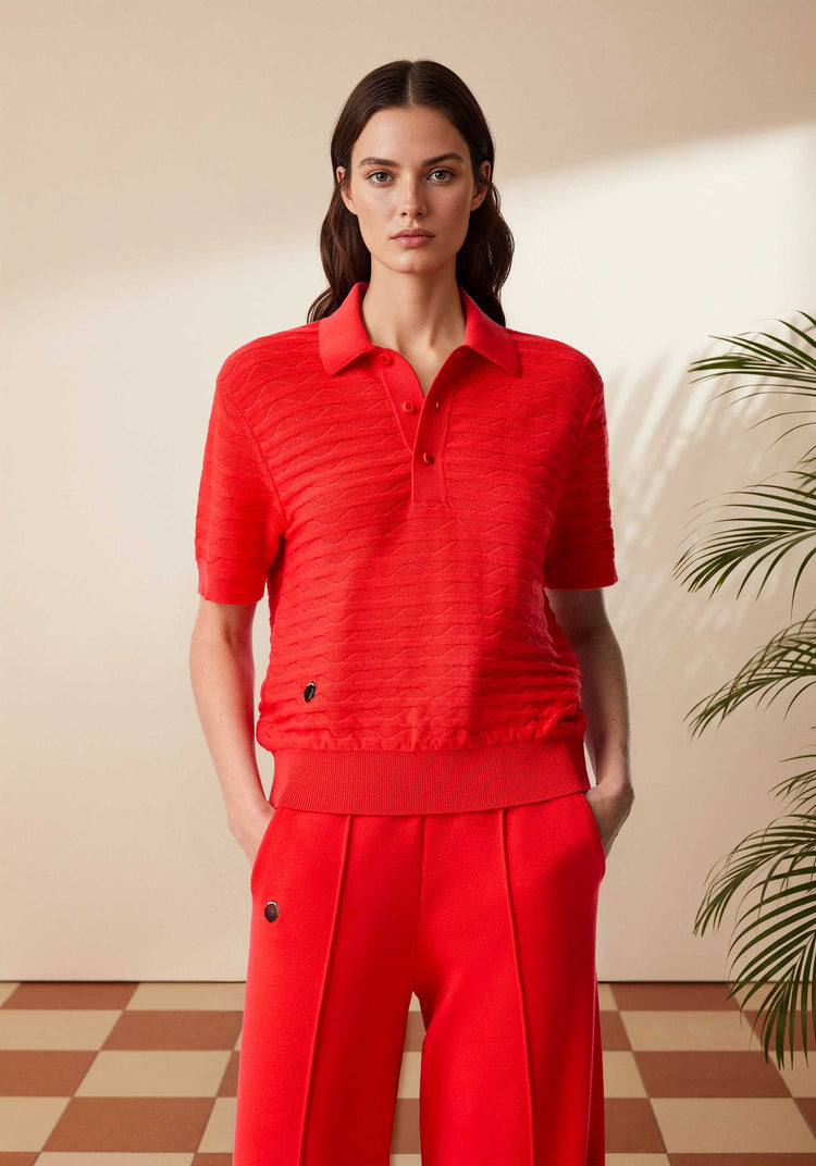 The Wave Textured Polo Poppy Red Image