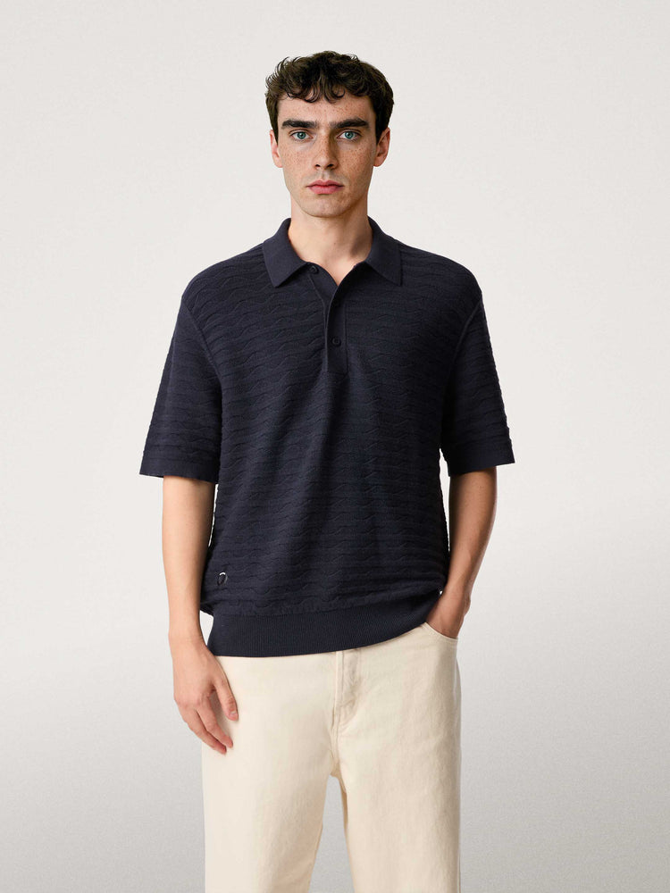 The Wave Textured Polo Pacific Blue Image